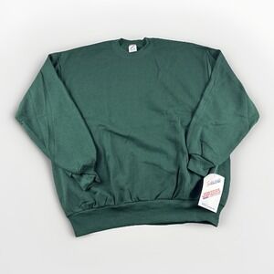 Jerzees NuBlend Sweater Men XL Blank Made in USA Sweatshirt 90s Green Dacron NEW